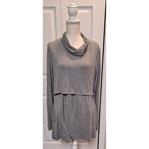 XL Heather Grey Latched Mama Long Sleeve With Pockets Nursing‎ Top